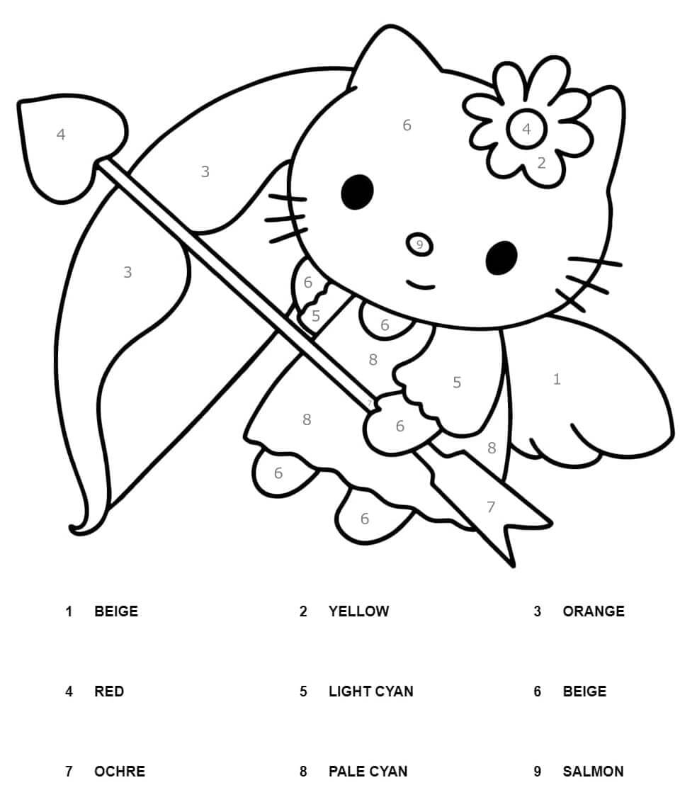 Anděl Hello Kitty Barva Podle čísla omalovánka