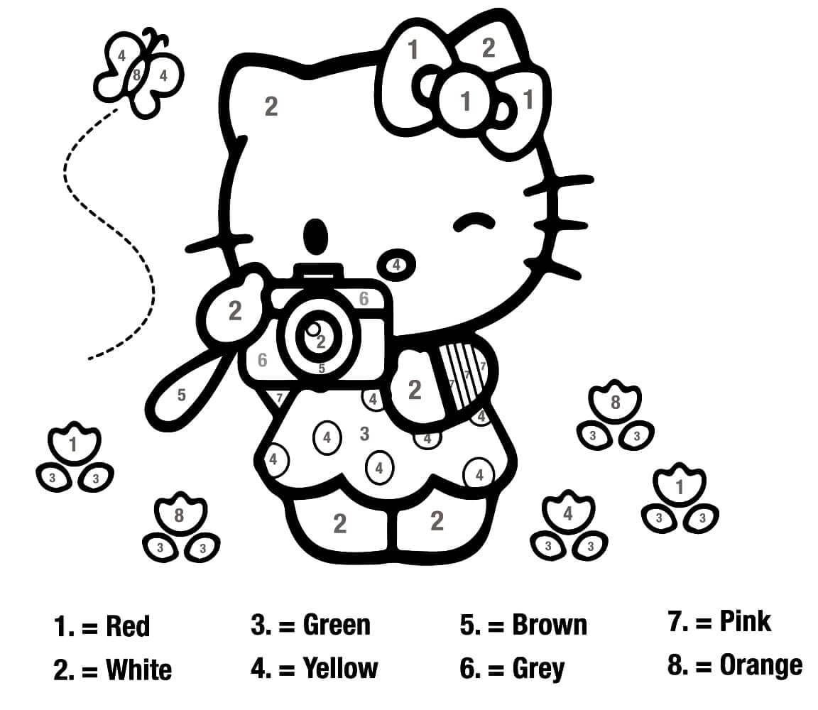 Omalovánka Fotograf Hello Kitty Barva Podle čísla