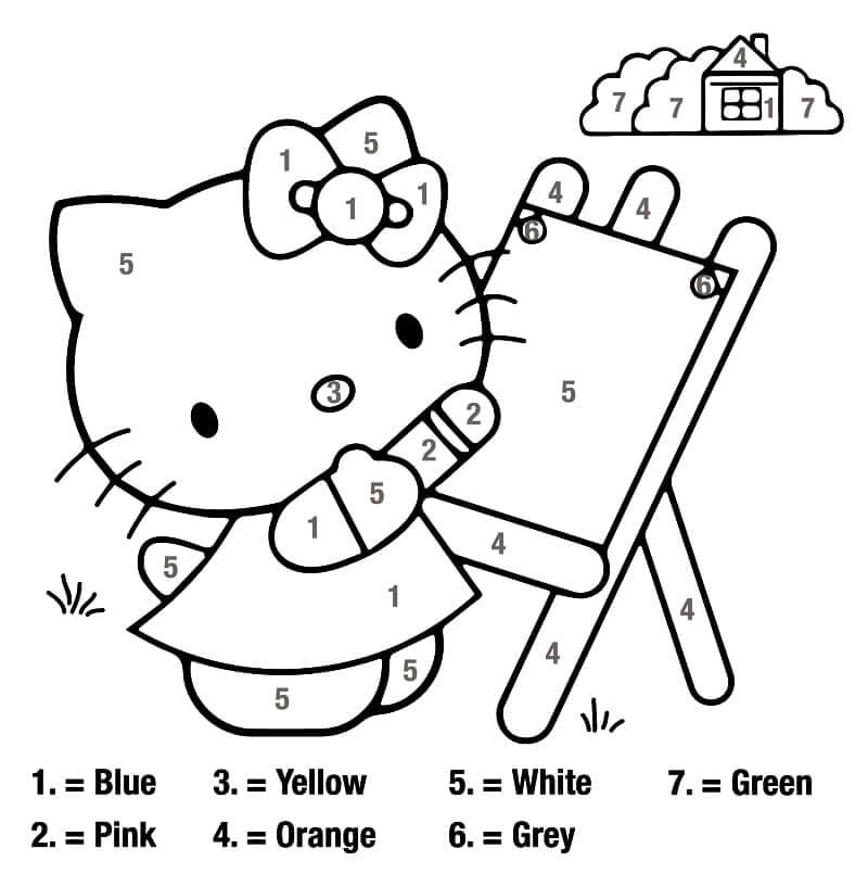 Hello Kitty Malované Barvy Podle čísla omalovánka