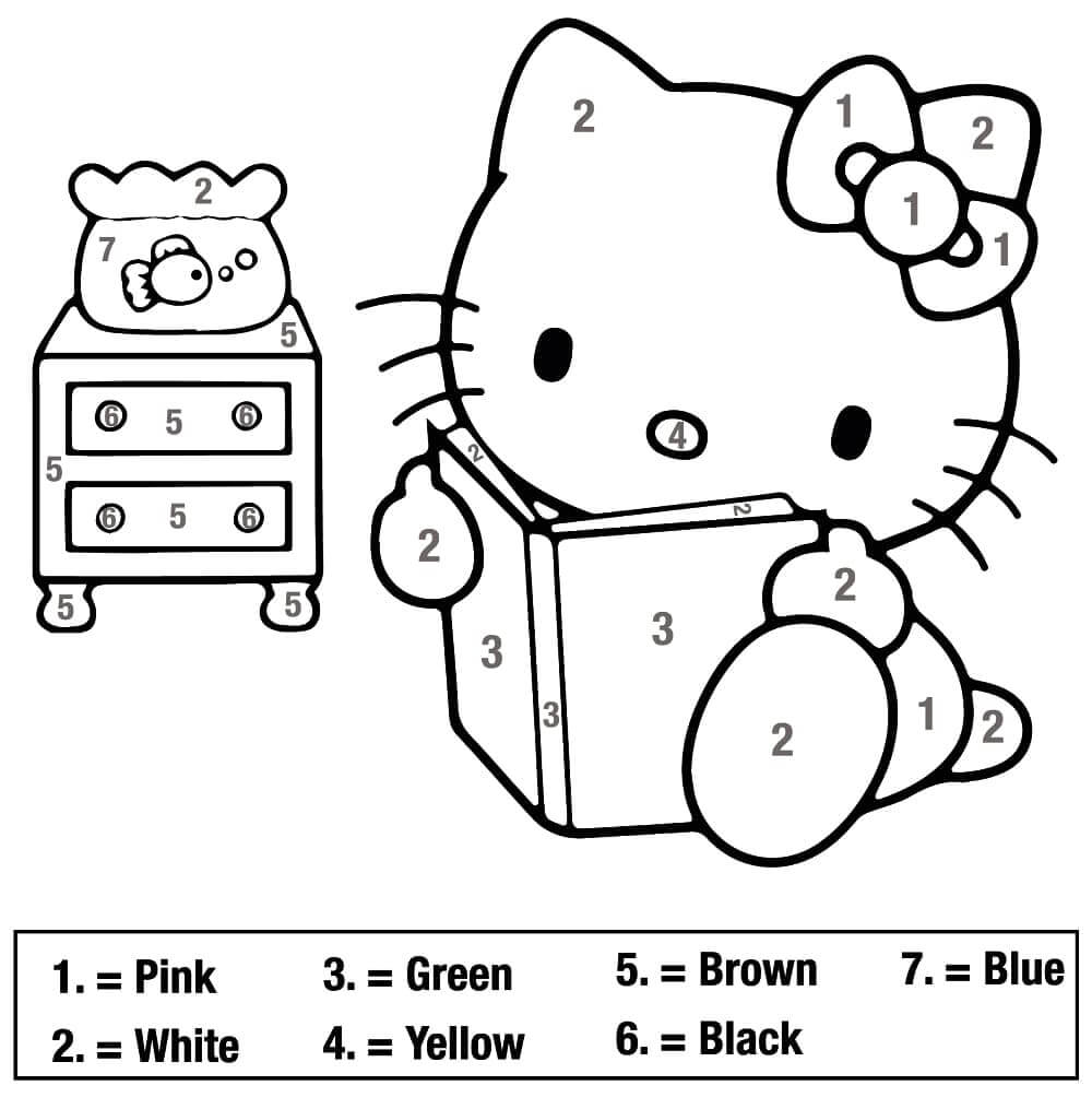 Hello Kitty čtení Knihy Barva Podle čísla omalovánka