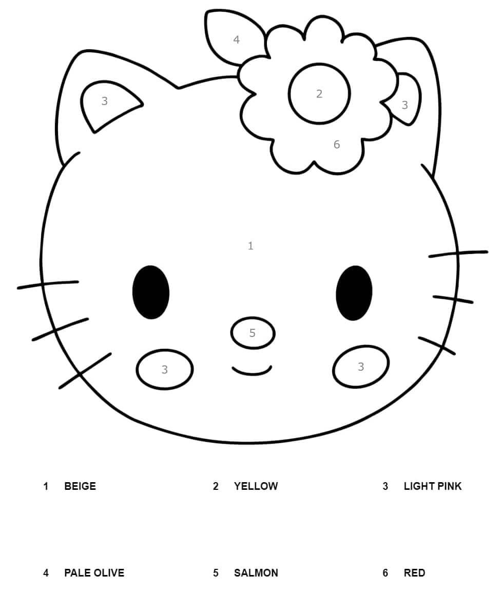 Omalovánka Usmívající se Hello Kitty Hlava Barva Podle čísla