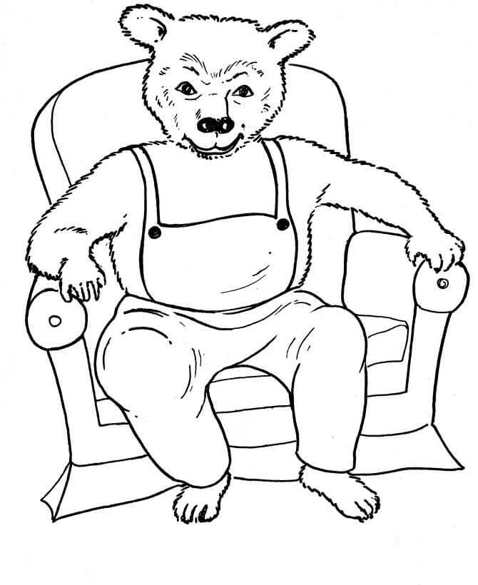 Medvěd Sedící na židli omalovánka