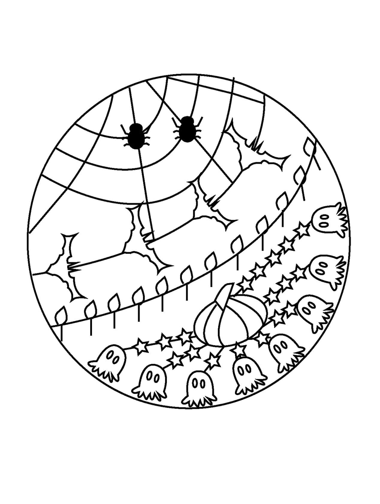 Nádherná Halloweenská Mandala omalovánka