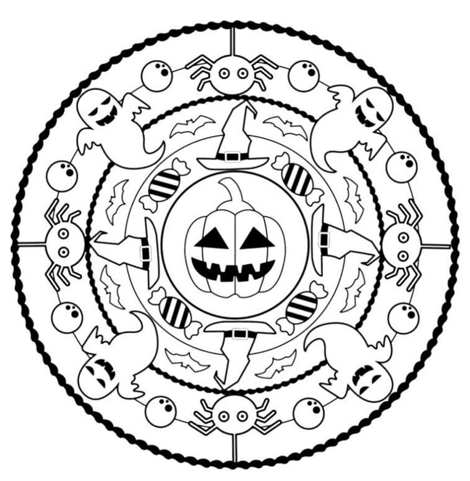 Skvělá Halloweenská Mandala omalovánka