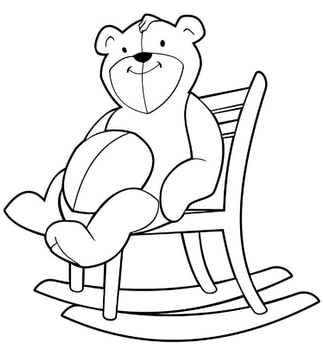 Usmívající se Medvídek Sedí na židli omalovánka