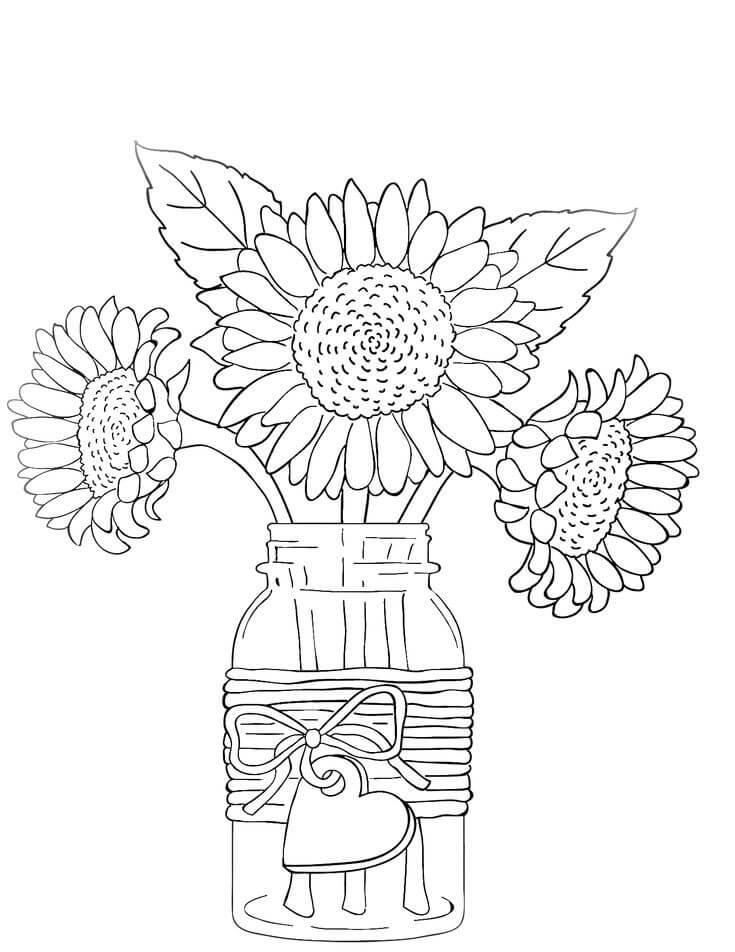Váza se Slunečnicemi omalovánka
