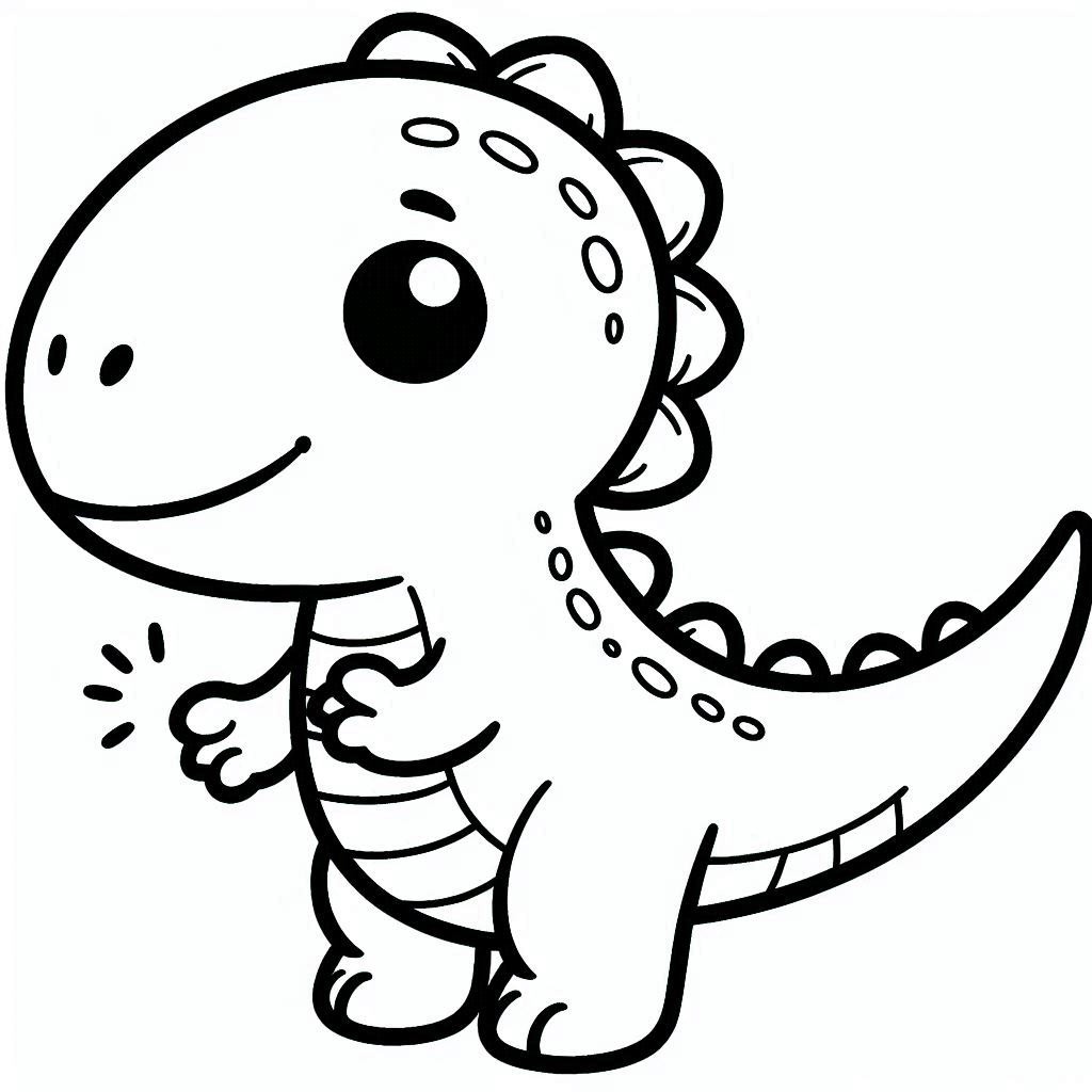 Nakreslete roztomilého chibi dinosaura omalovánka