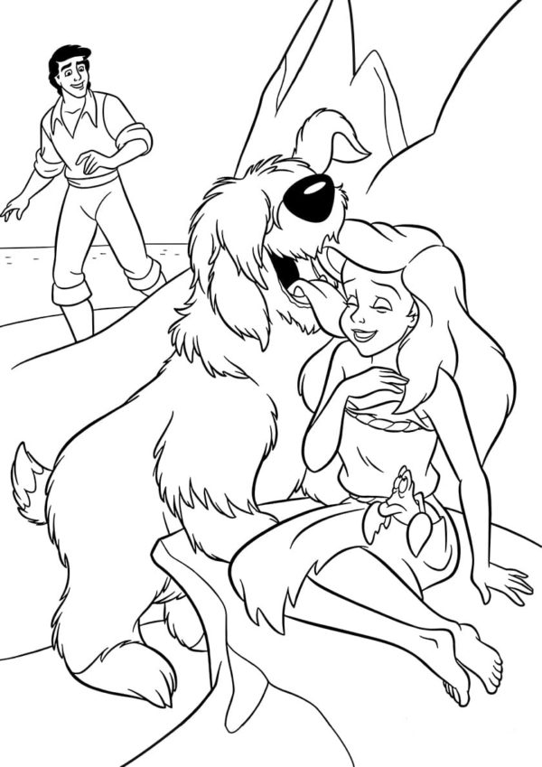 Omalovánka Ariel a velký pes