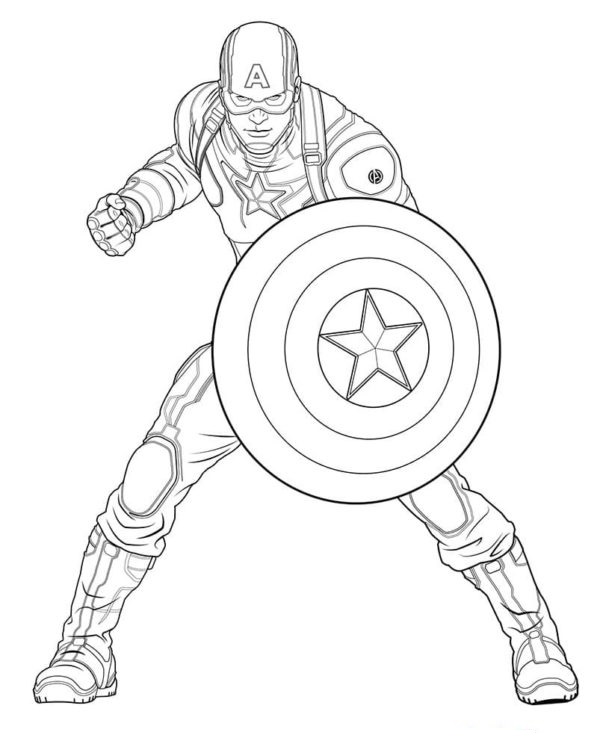 Captain America bojuje se zlem. omalovánka