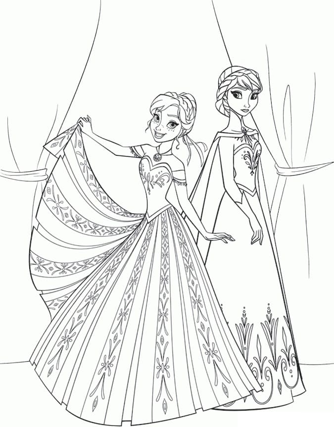 Elsa očividně žárlí na Anniny nové šaty. omalovánka