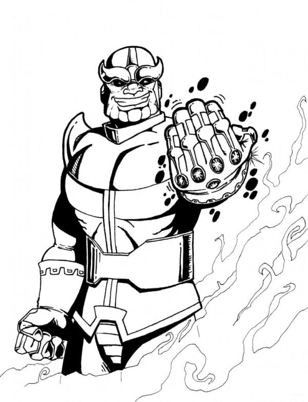 Omalovánka Hlavní zbraní Thanose je rukavice nekonečna