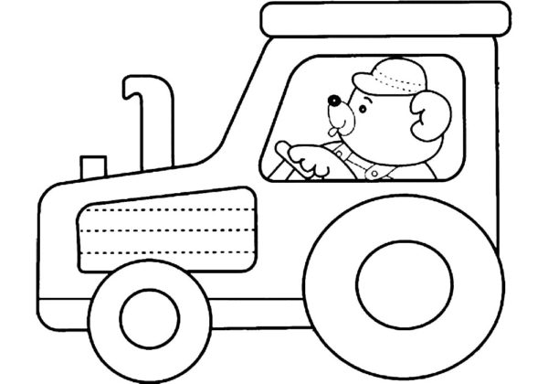 Medvěd řídí tento traktor omalovánka