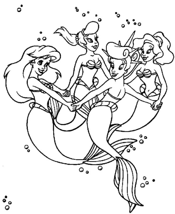 Omalovánka Mořské panny tančí a zpívají