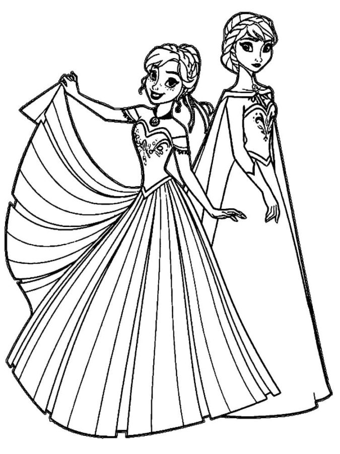 Nádherné princeznovské šaty omalovánka
