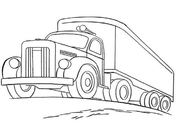 Pohled zespodu na velký náklaďák omalovánka
