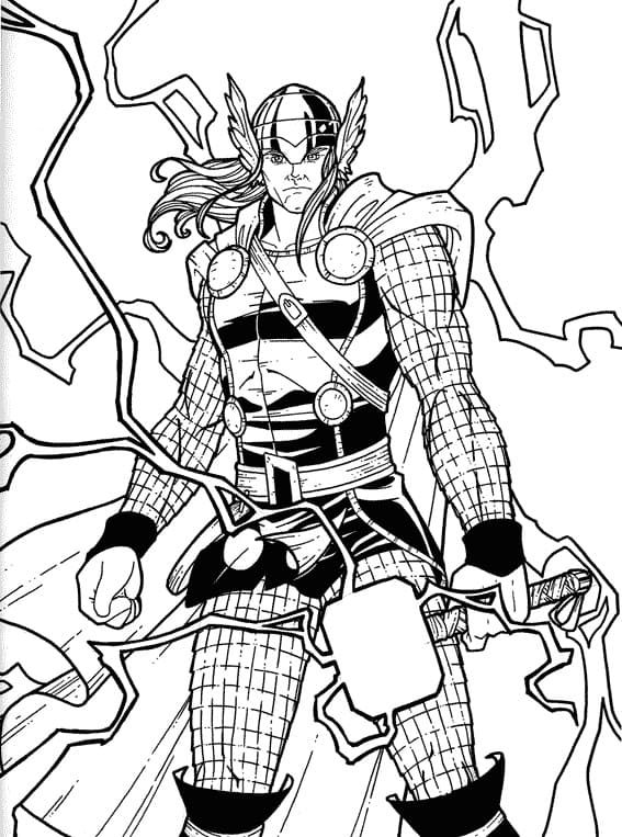 Omalovánka Thor-and-Lightning-coloring