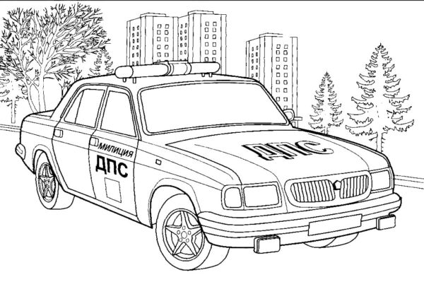 Vůz ruské silniční policie z minulosti omalovánka