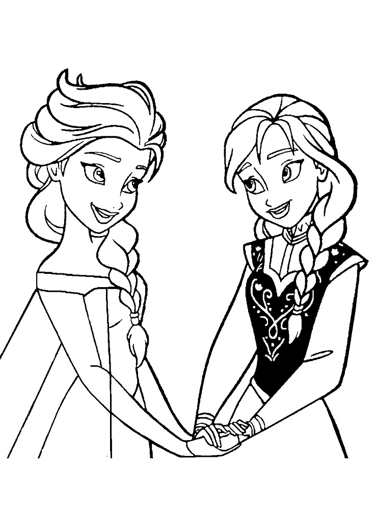 Anna a Elsa jsou šťastné omalovánka
