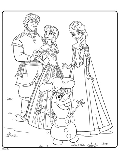 Anna a Elsa s Hansem a Olafem omalovánka