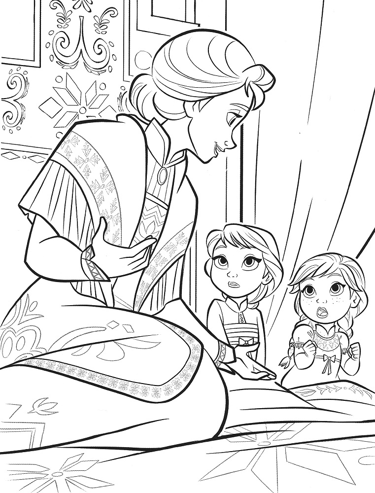 Anna a Elsa s mámou omalovánka