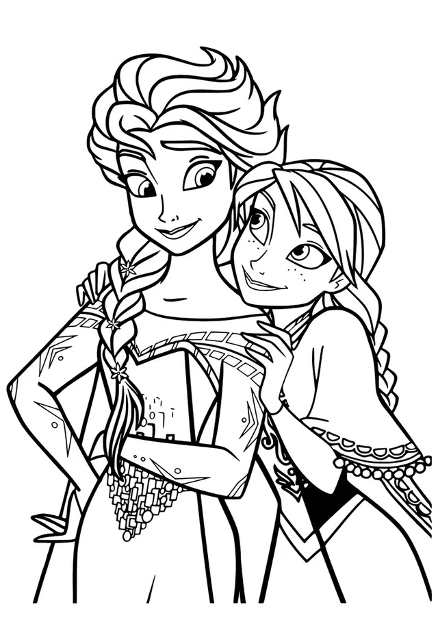 Anna a Elsa se baví omalovánka