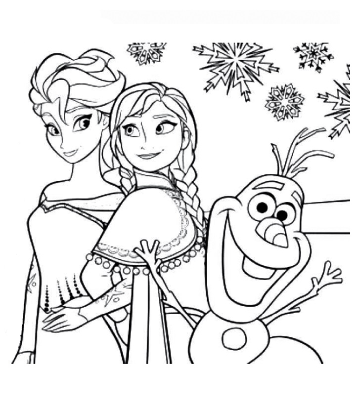 Anna a Elsa se baví s Olafem omalovánka