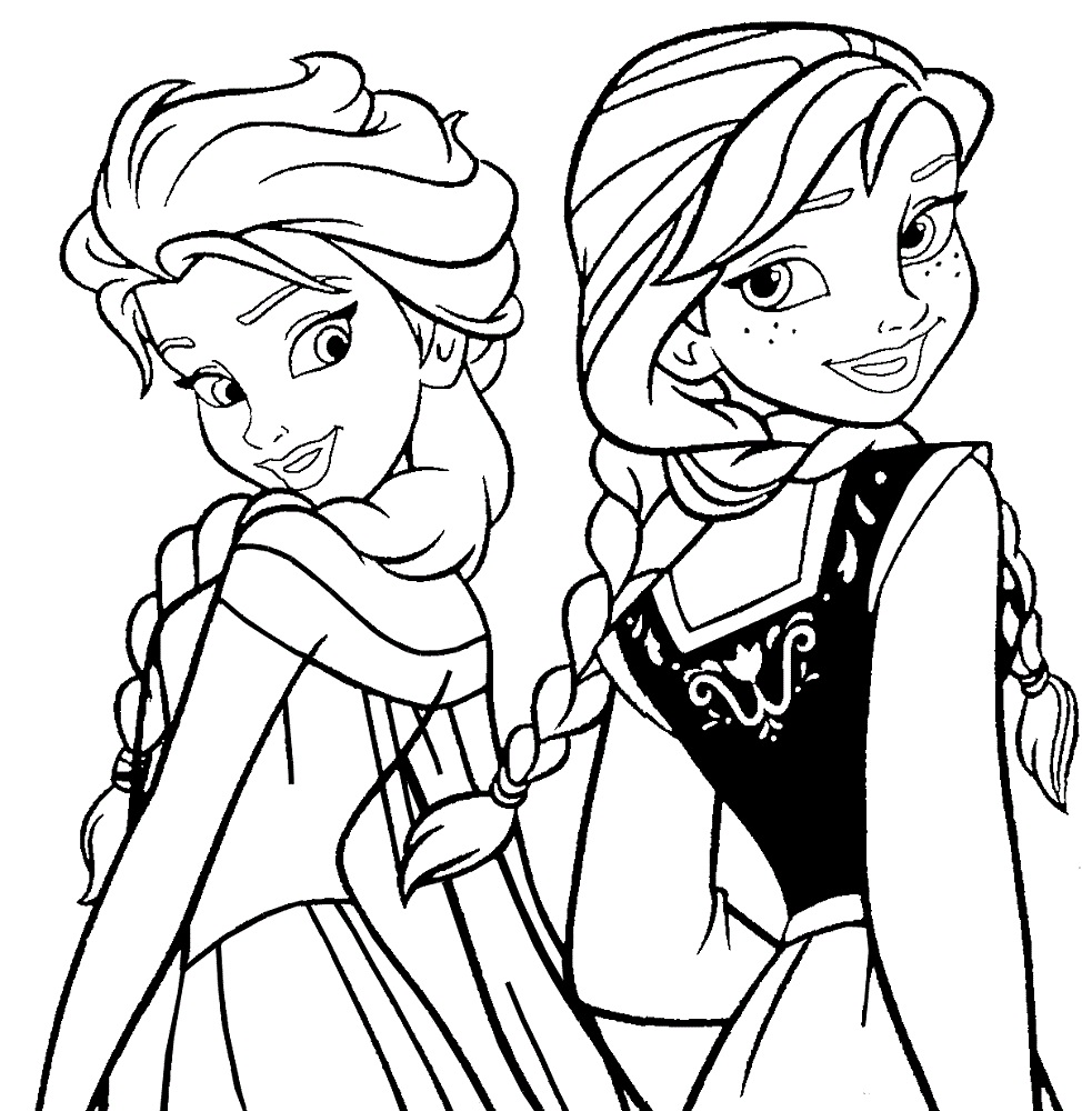Anna a Elsa se usmívají omalovánka