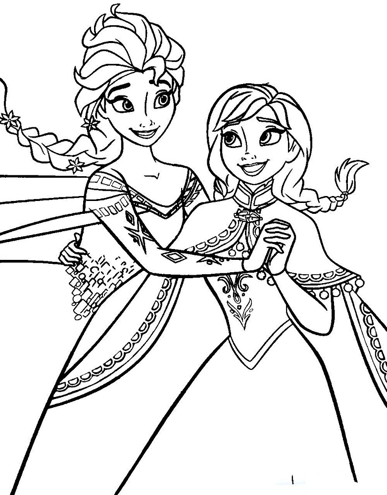 Anna a Elsa tančí omalovánka