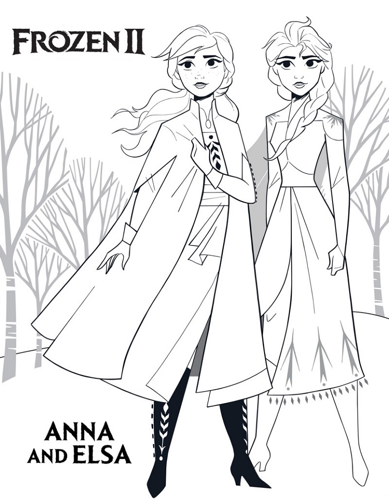 Anna a Elsa v Frozen II omalovánka