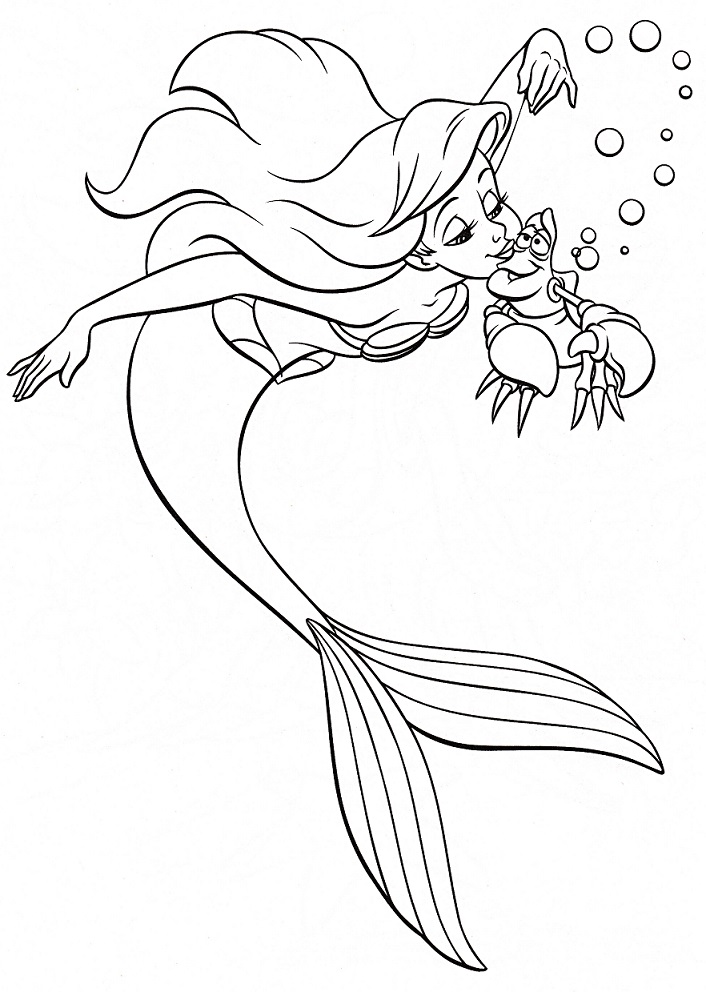 Ariel dá Sebastianovi pusu omalovánka
