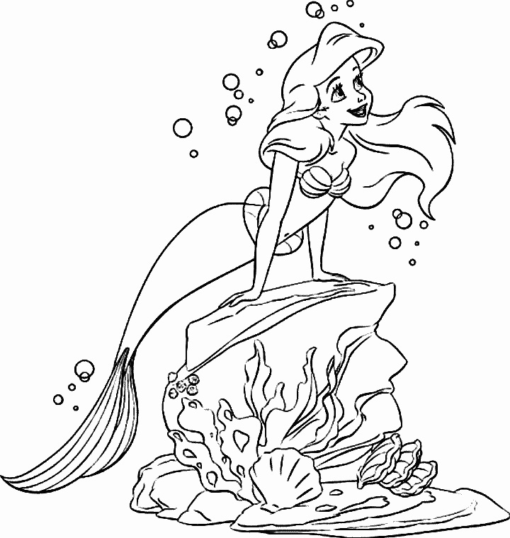 Ariel na útesu omalovánka
