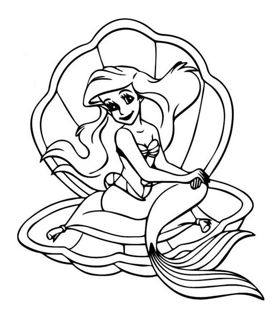 Ariel sedí ve skořápce škeble omalovánka