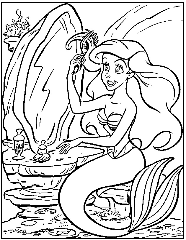 Ariel si pročesává vlasy omalovánka