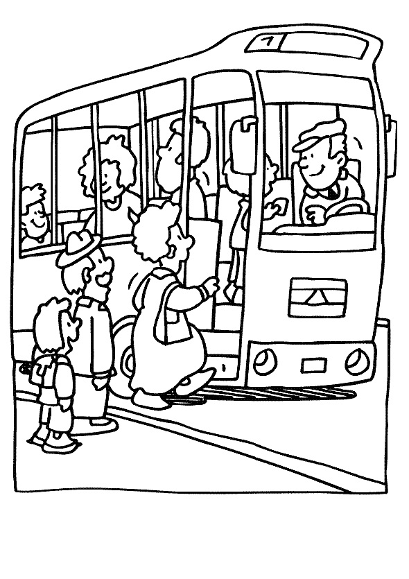 Autobus v komiksovém stylu omalovánka
