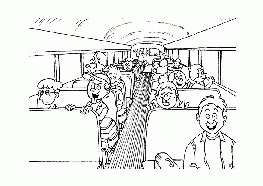 Děti v autobuse omalovánka