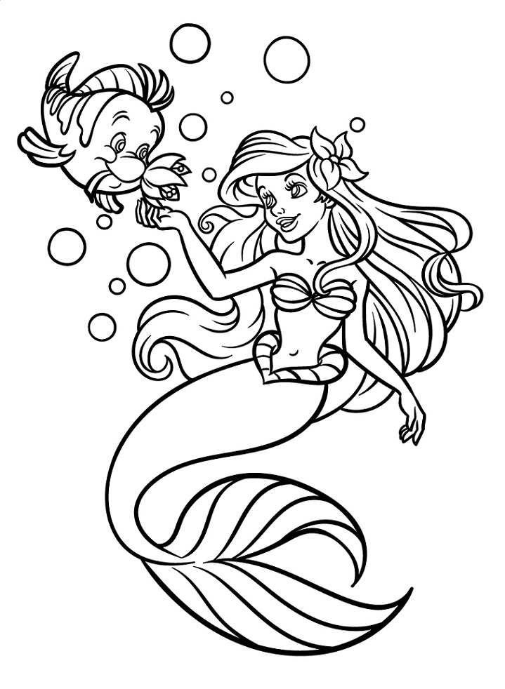 Flounder dejte Ariel květinu omalovánka