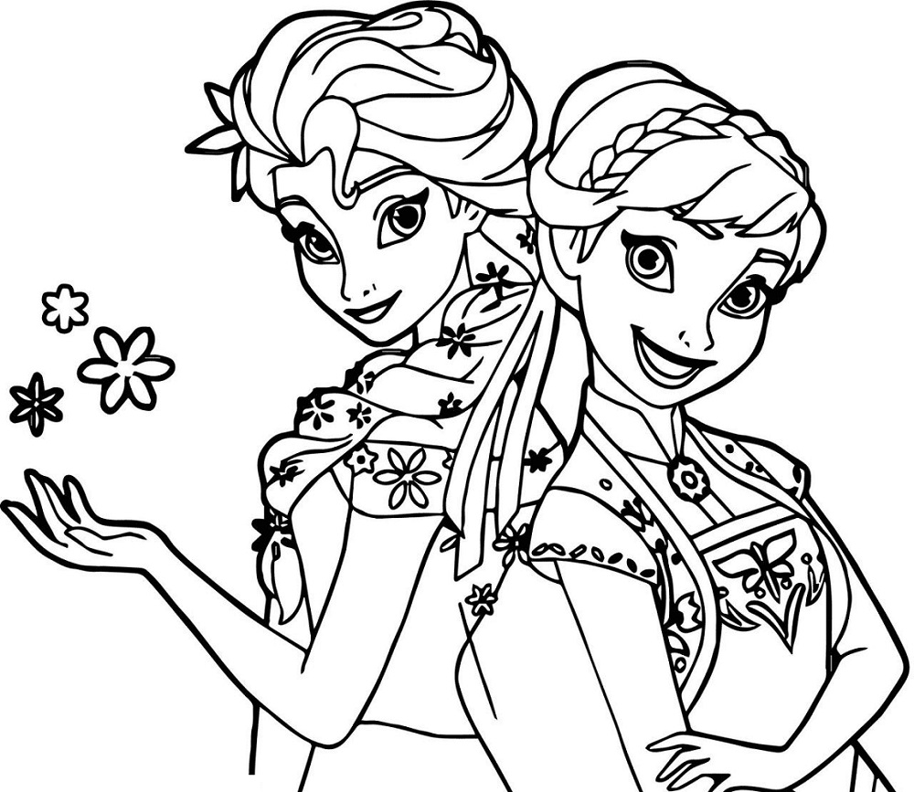 Krásná Anna a Elsa omalovánka