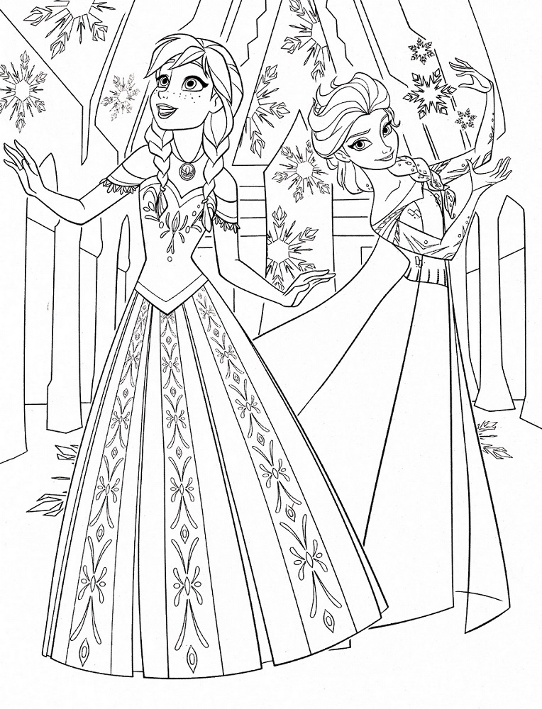 Krásná Anna a mocná Elsa omalovánka