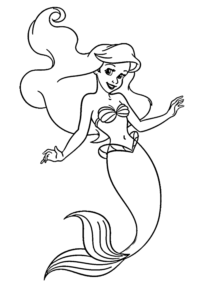 Krásná mořská panna Ariel omalovánka
