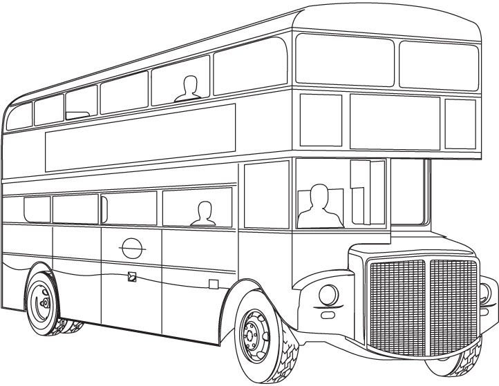 Londýnský dvoupatrový autobus omalovánka