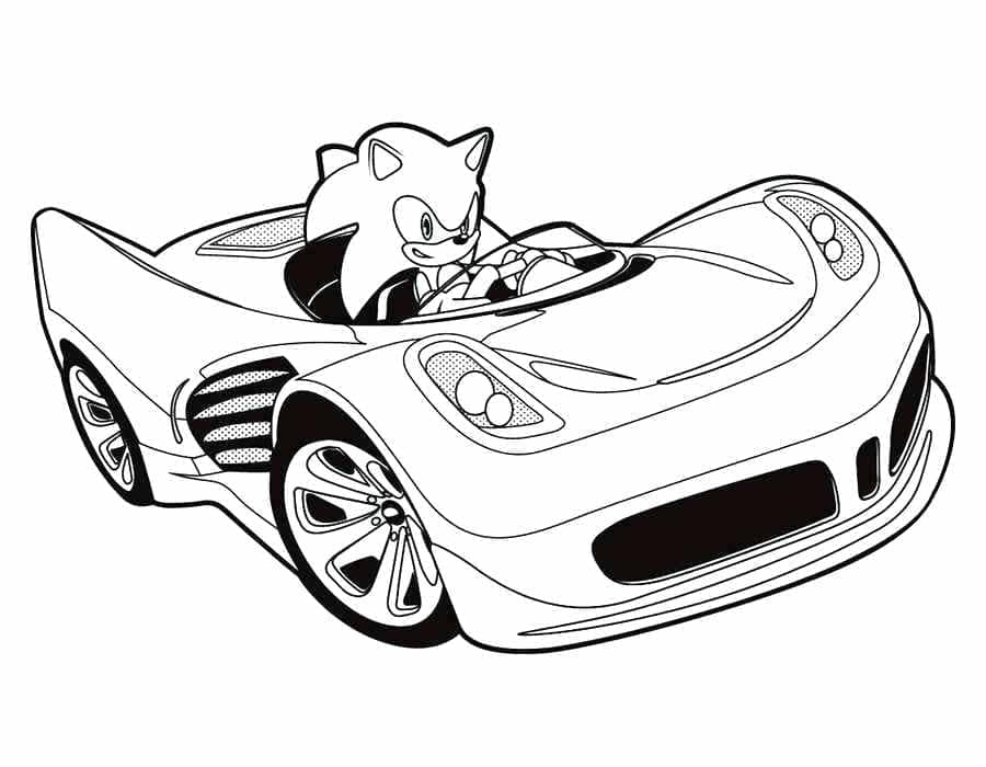 Sonic řízení auta omalovánka