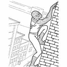 Spiderman leze po zdi omalovánka