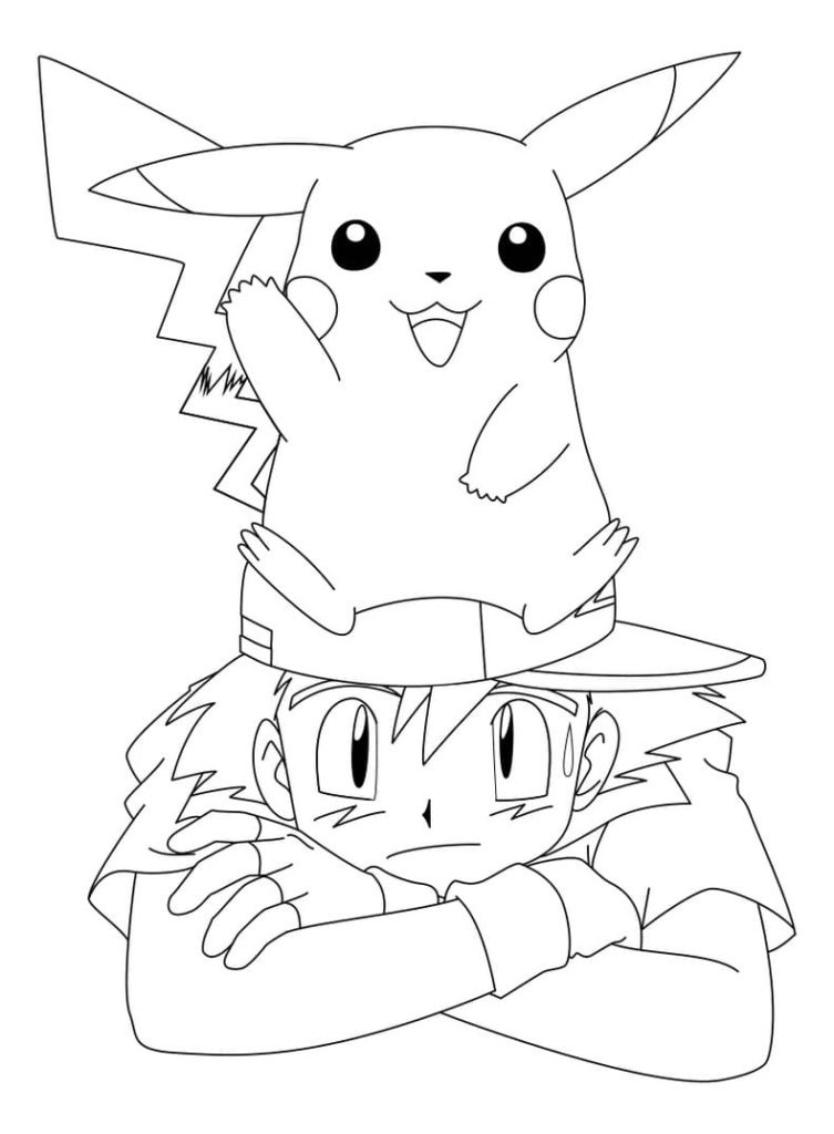 Ash a Pikachu 1 omalovánka