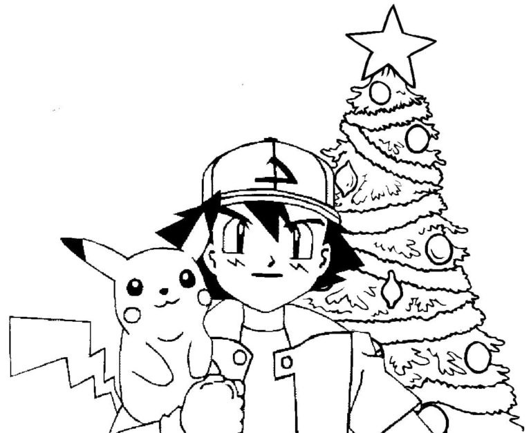Ash a Pikachu slaví Nový rok omalovánka