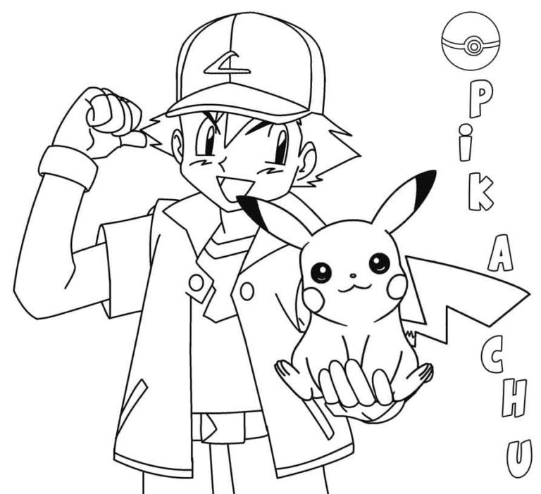 Ash a Pikachu omalovánka