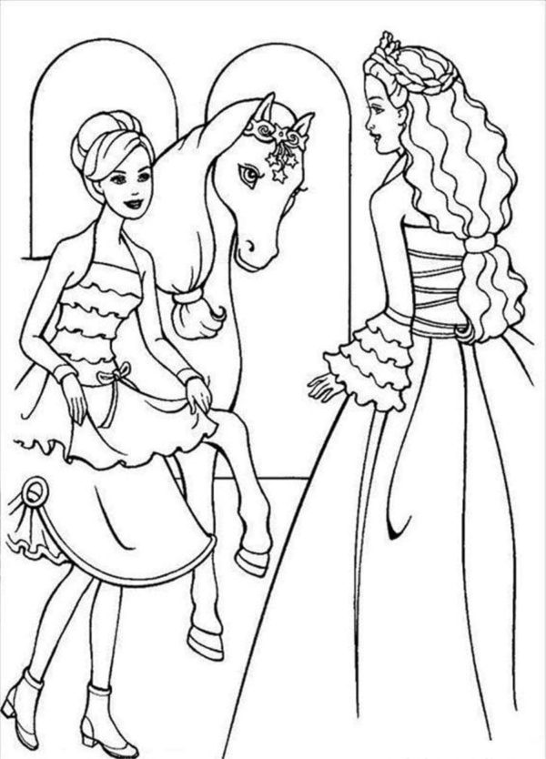 Omalovánka Kůň a Barbie omalovánky