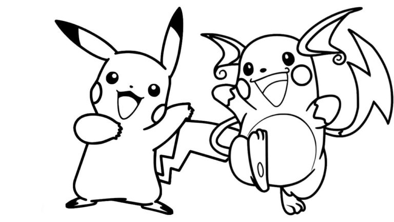 Pikachu a Raichu skákají omalovánka