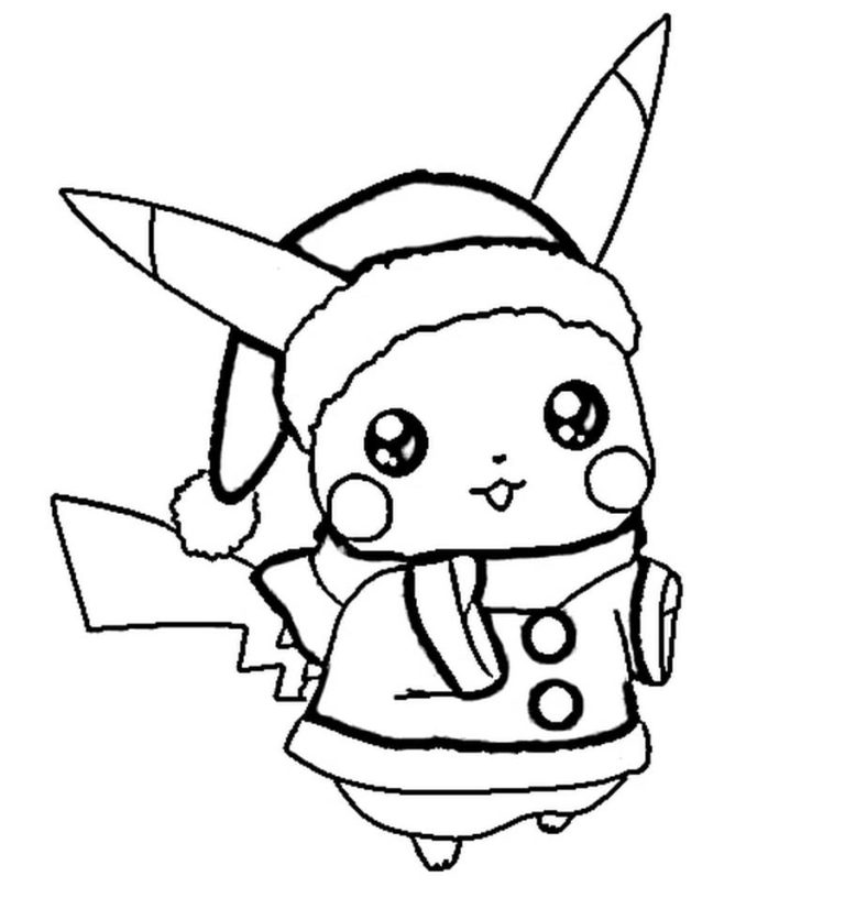 Pikachu v novoročním kostýmu omalovánka