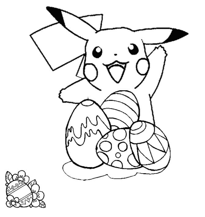 Pokémon s velikonočními vejci omalovánka