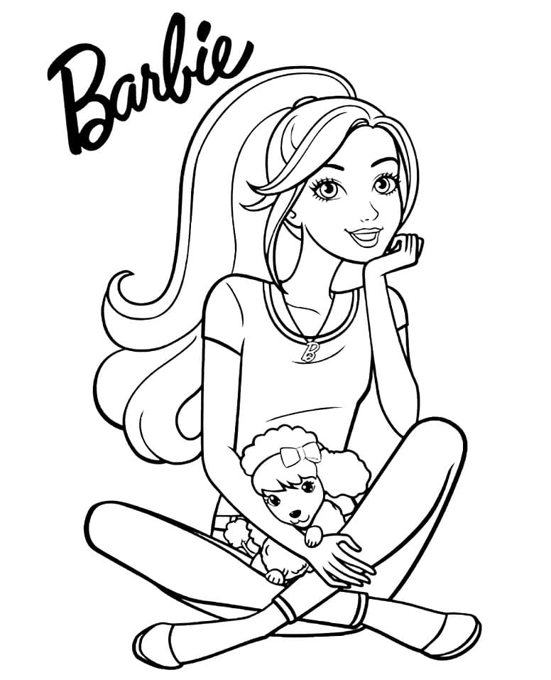 Barbie se svým psem omalovánka